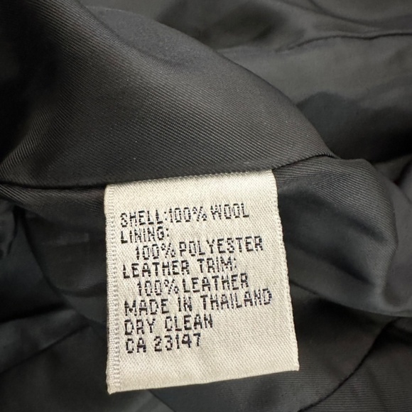 Talbots Coat/Blazer Wool Herringbone Womens 12 Pockets Leather Collar Academia - Picture 15 of 16